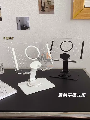 Support tablette et iPad rotatif pliable en plexi