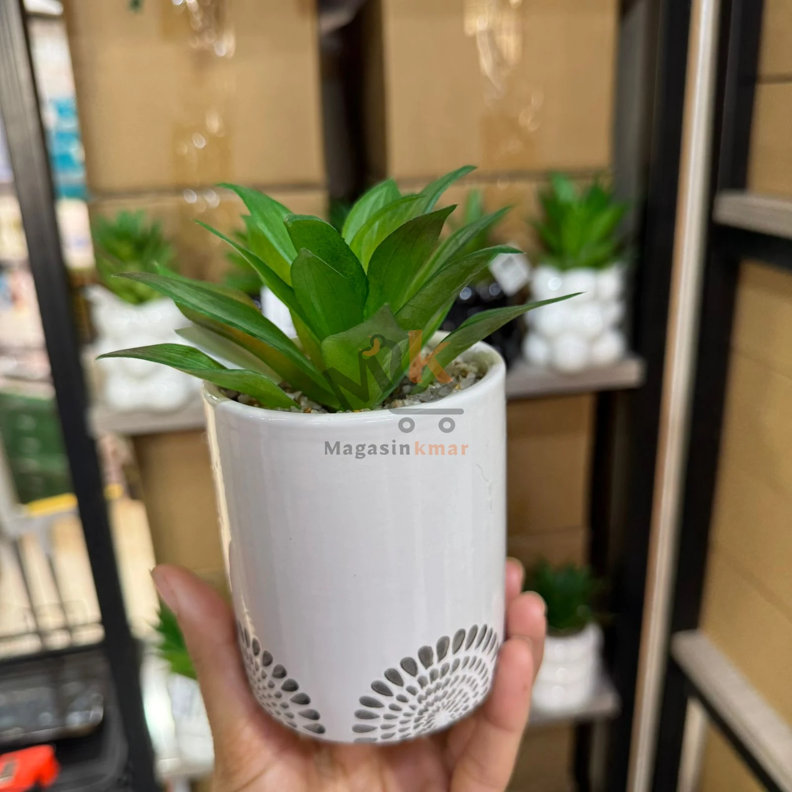 Plante décorative artificielle en pot céramique