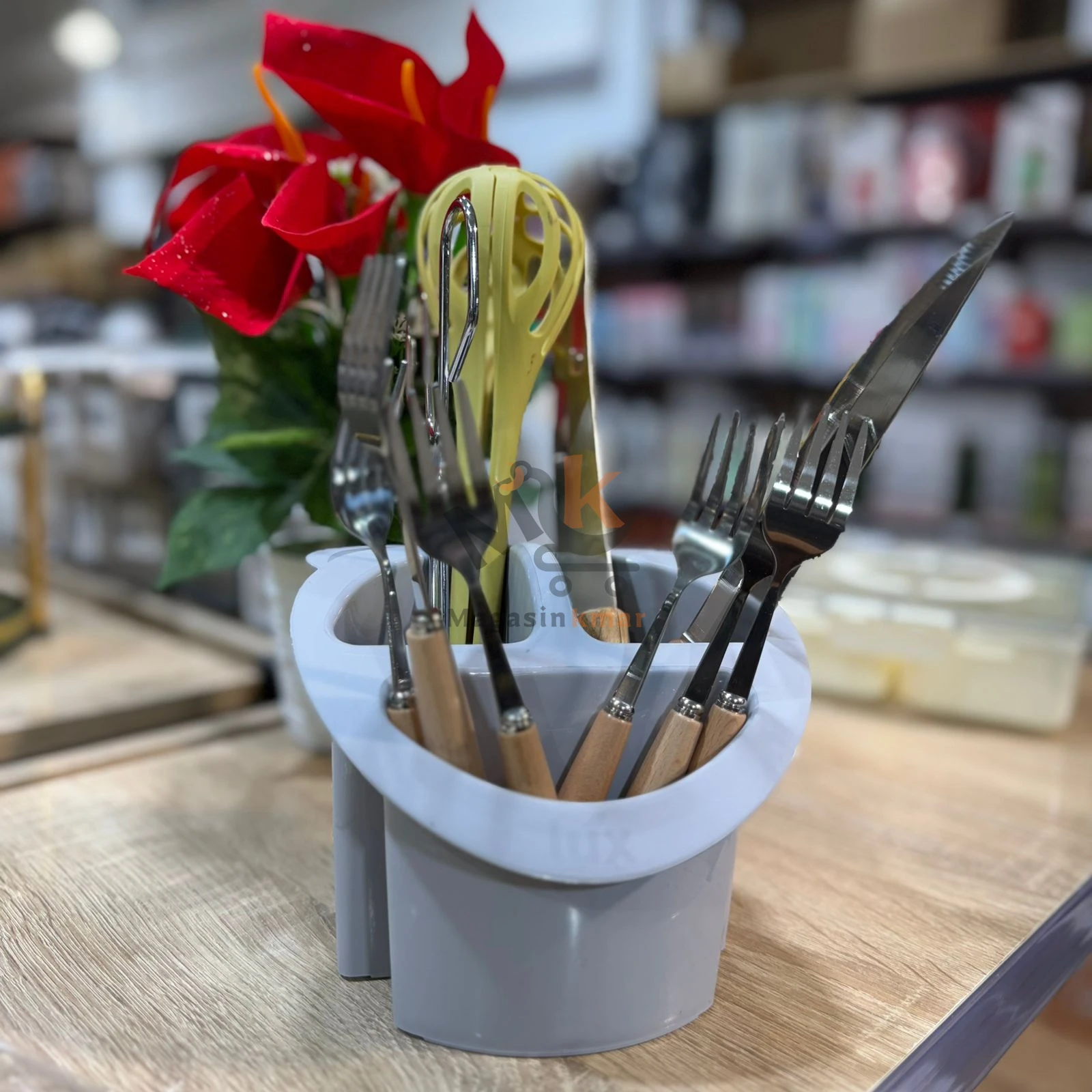 Porte-couverts à 4 compartiments en plastique alimentaire – Rangement pratique pour ustensiles de cuisine