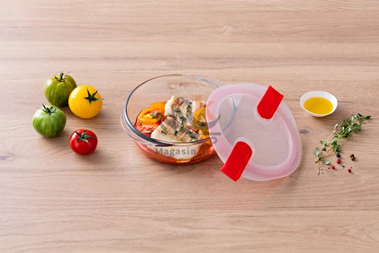 Boîte de conservation hermétique en verre avec deux clips_ Rond