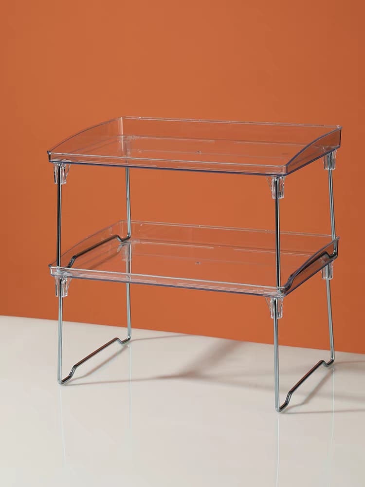 Présentoir rectangulaire en plastique avec support métal – Organisateur moderne 29 cm