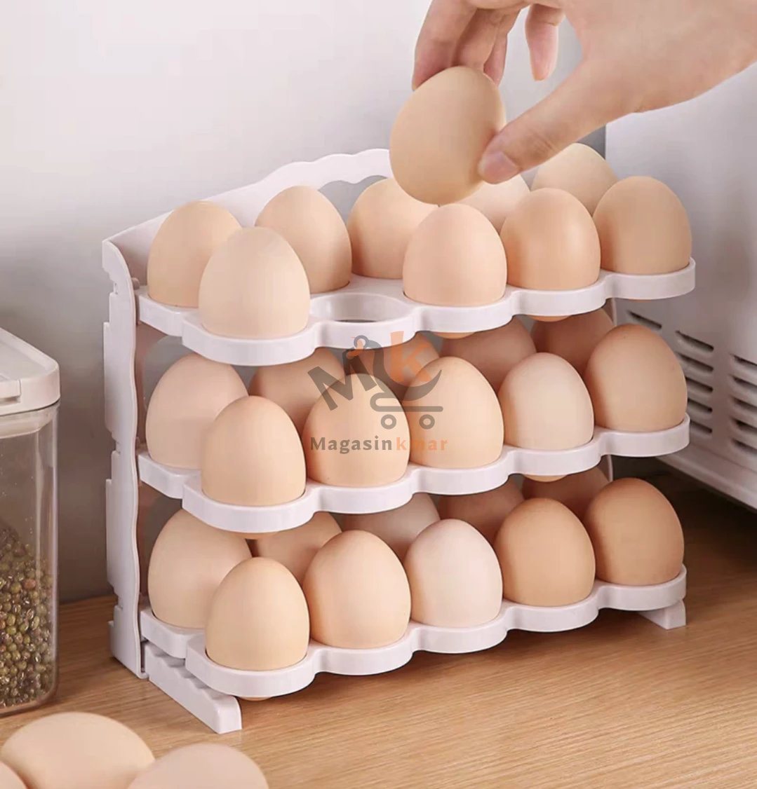 Rangement d oeuf a 3 niveaux en plastique 24psc