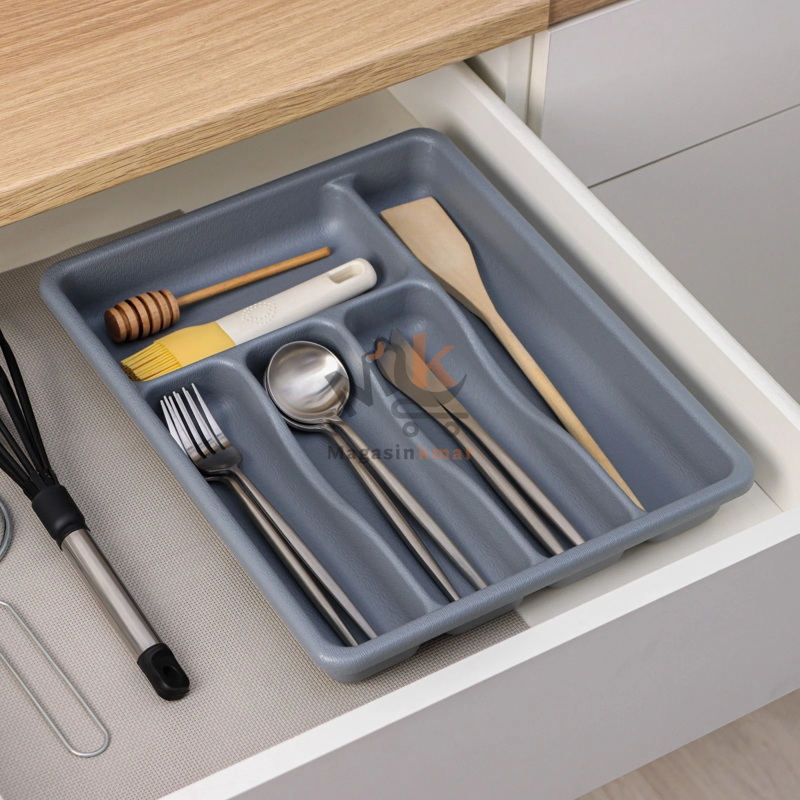 Range-couverts de tiroir à 5 compartiments en plastique