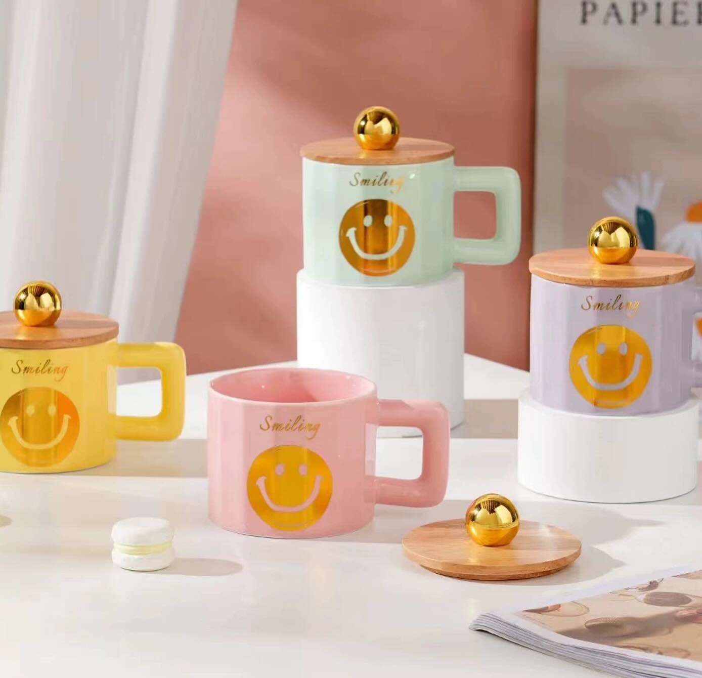 Chop céramique avec couvercle en bois