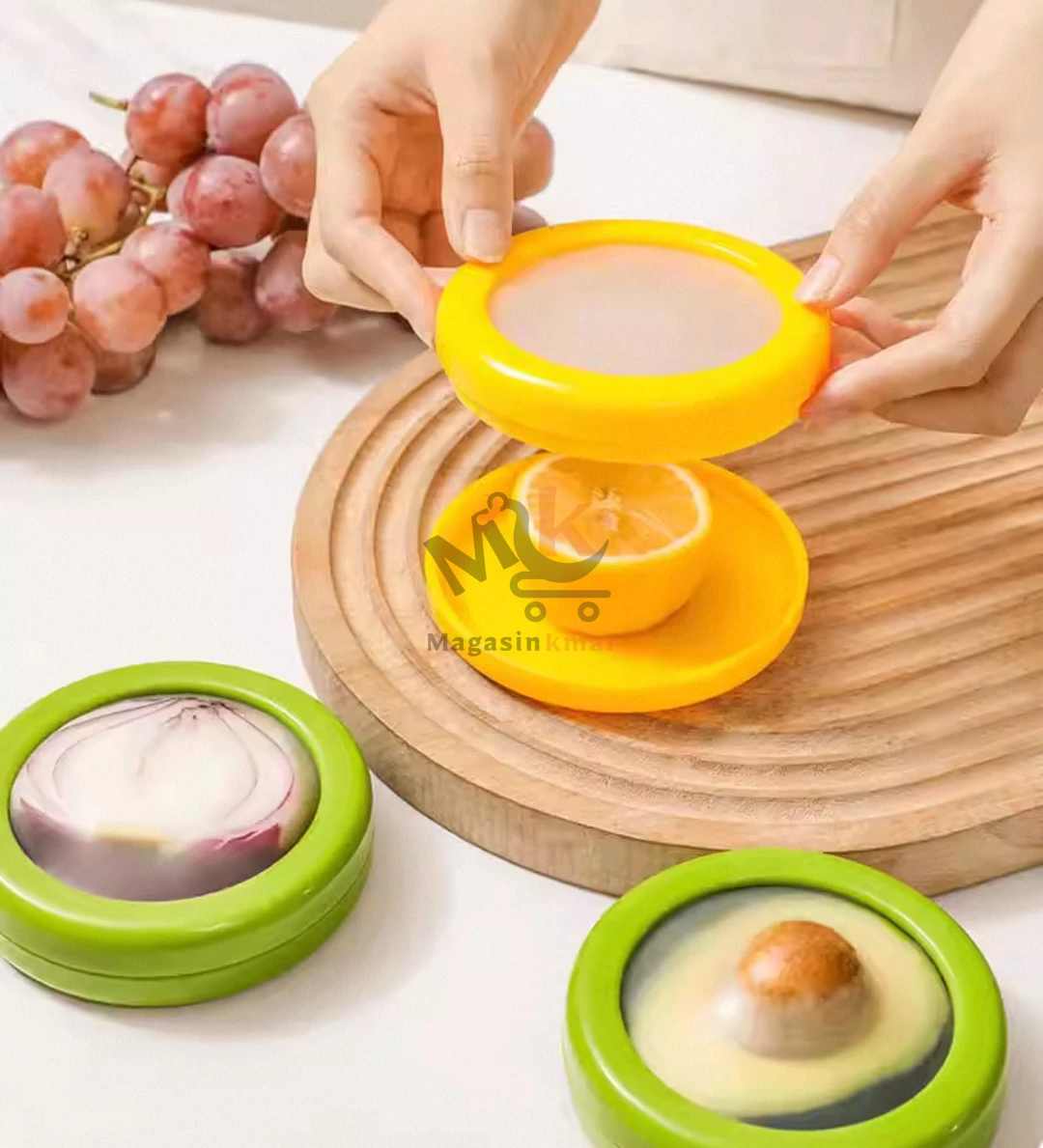 Porte-fruit rond en silicone et plastique – Support antidérapant pratique