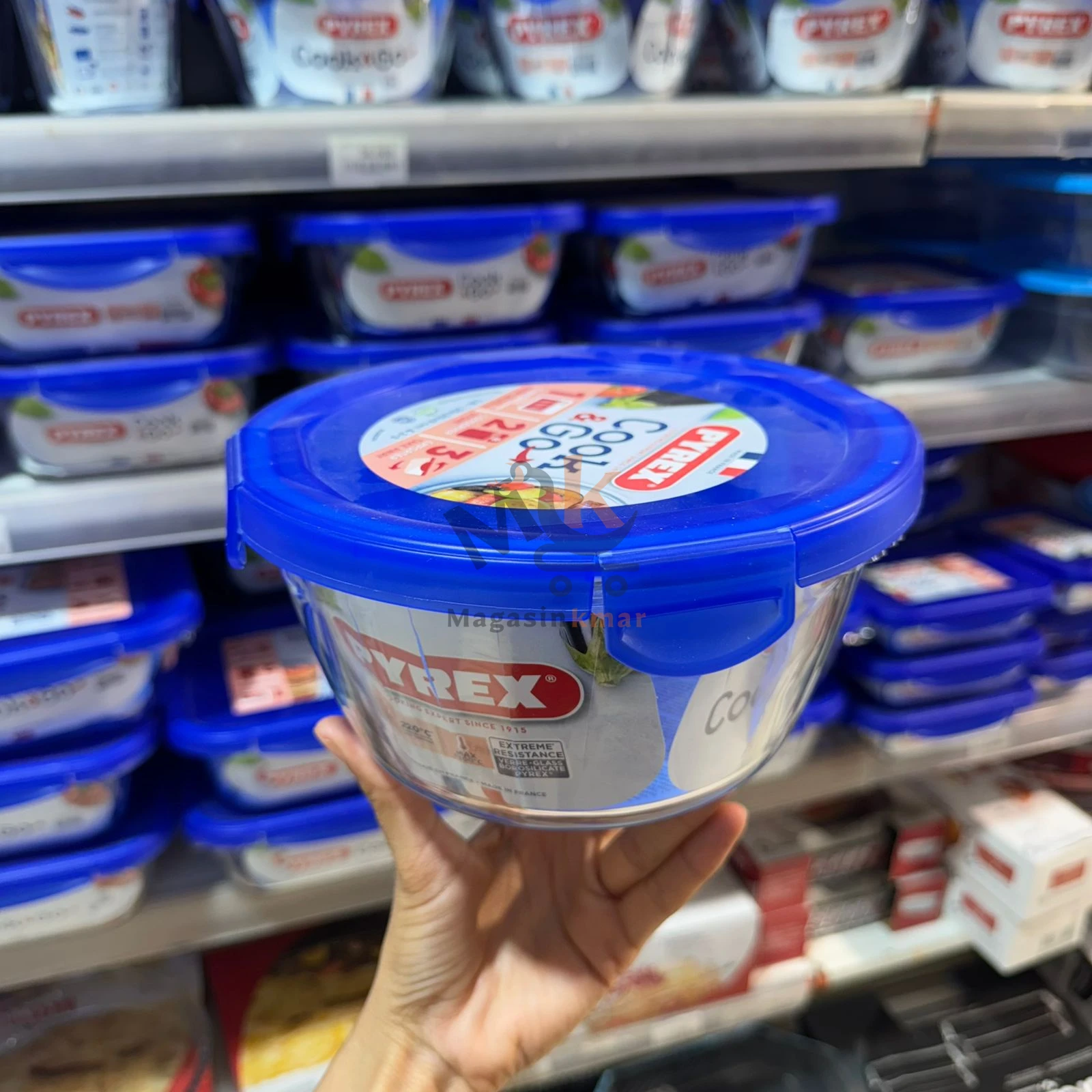 Boîte de conservation rond Pyrex en verre1600ml avec couvercle hermétique