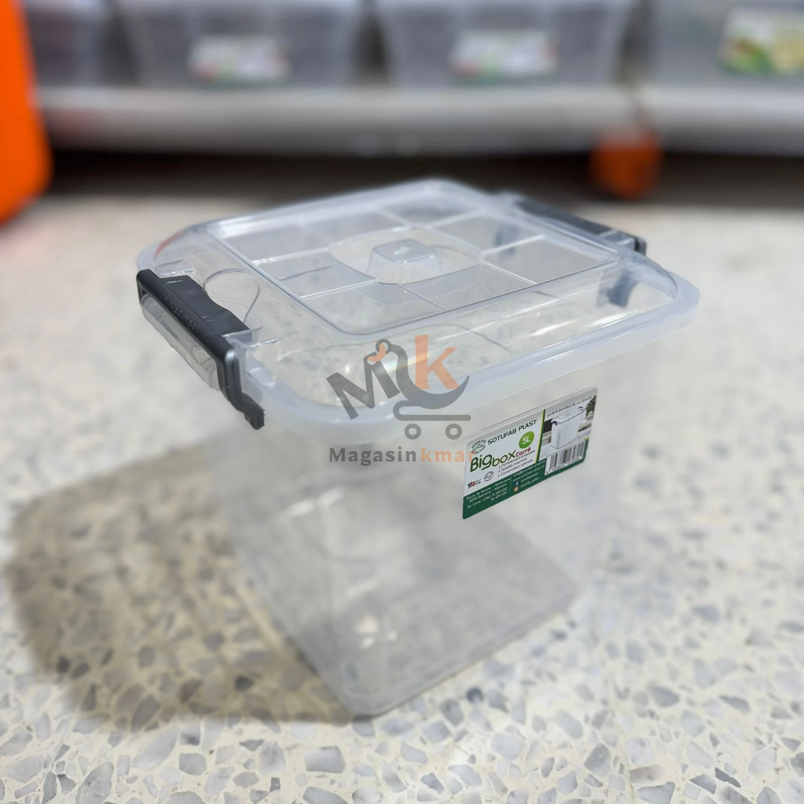 Boîte de rangement 5 L en plastique avec couvercle – Grande capacité et fermeture sécurisée