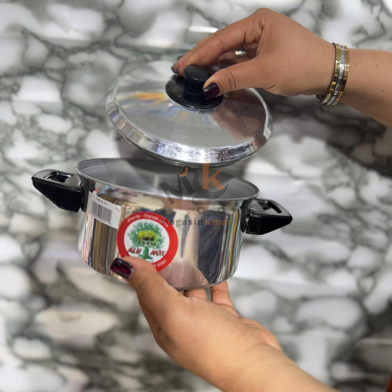 Faitout 20 cm avec couvercle – Inox et aluminium, cuisson rapide et durable