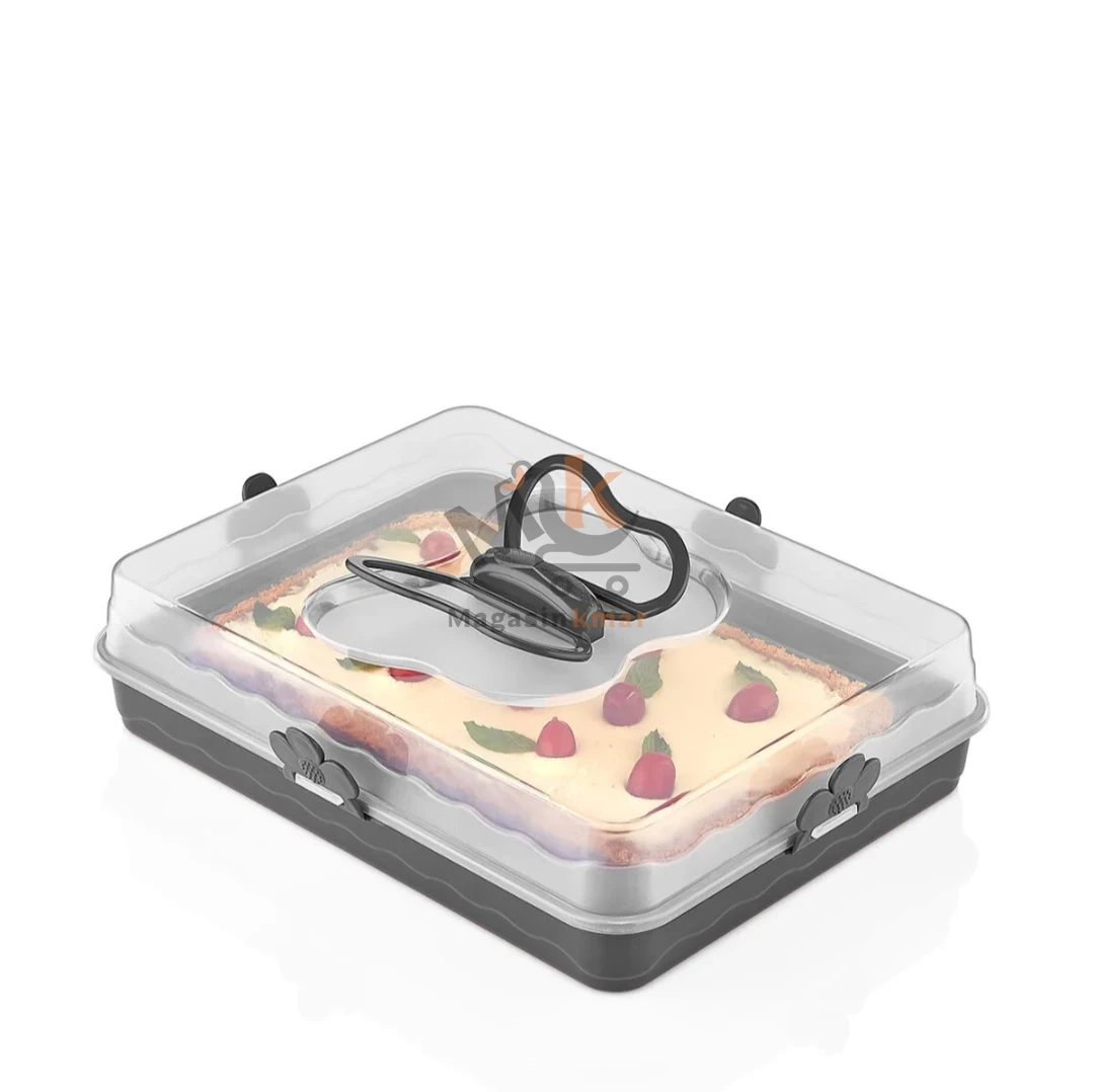 Cloche à gâteau rectangulaire en plastique alimentaire – Boîte de conservation avec couvercle