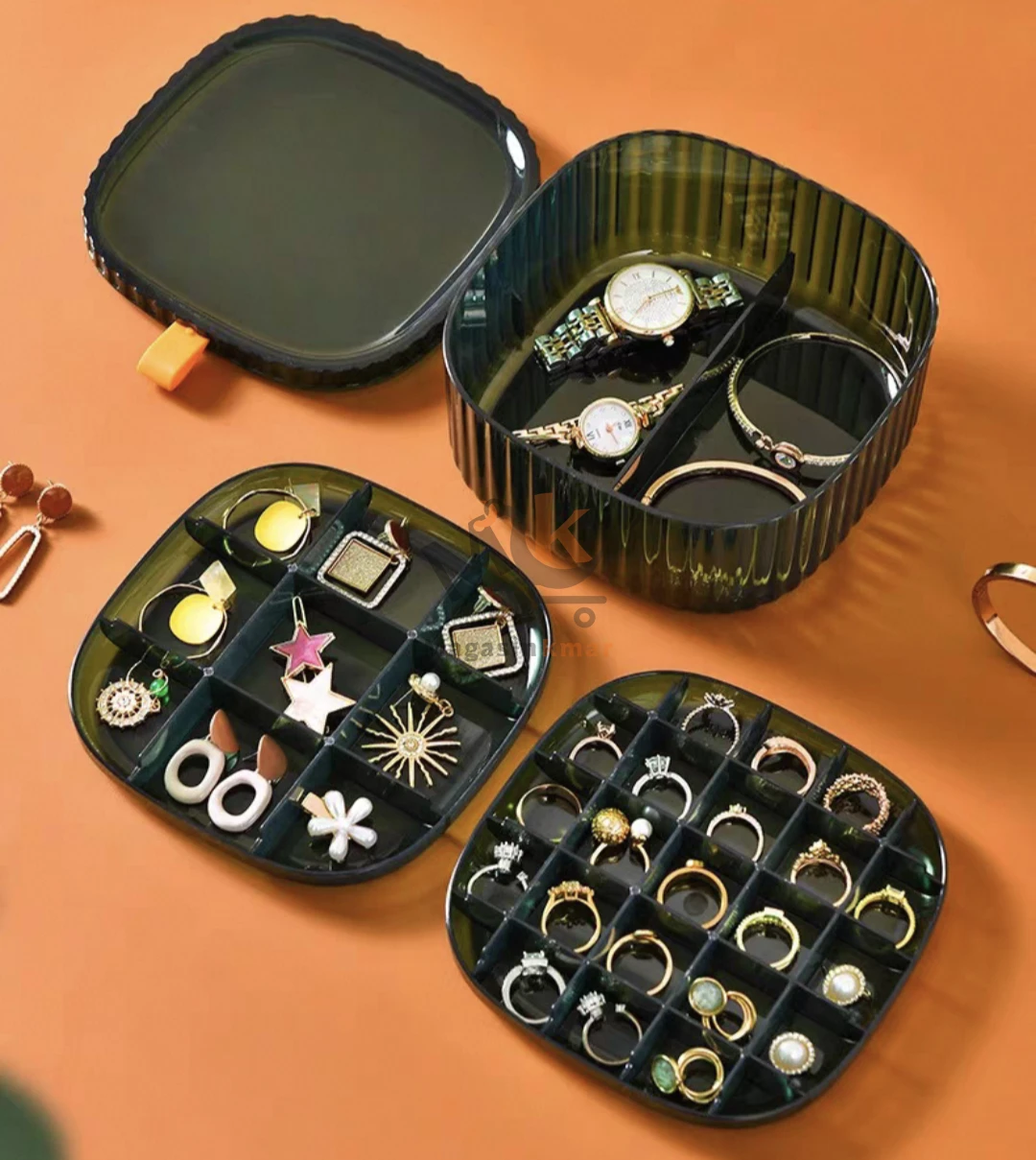 Organisateur bijoux portable avec deux compartiment