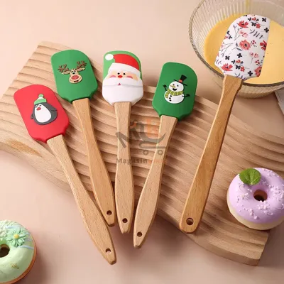 Mini spatule en silicone avec manche en bois