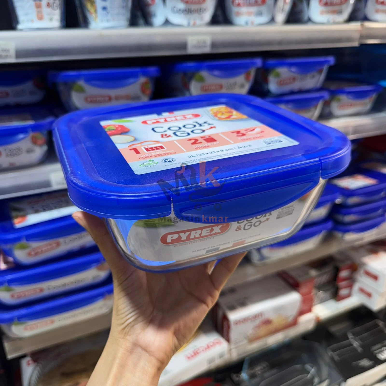 Boîte de conservation Pyrex en verre 2L avec couvercle hermétique