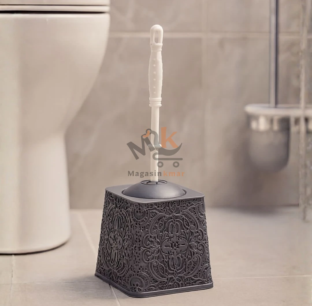 Brosse de toilette avec support en plastique – Design pratique et hygiénique