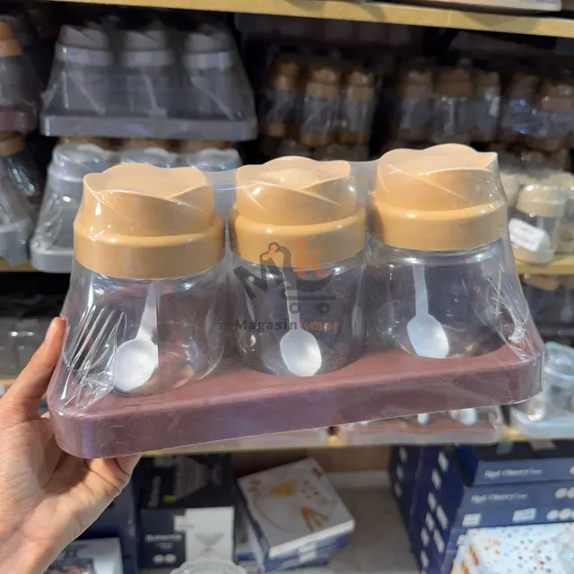 Porte à épices en verre avec support plastique