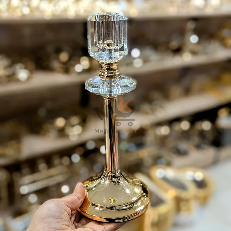 Porte bougie en métal doré-GM