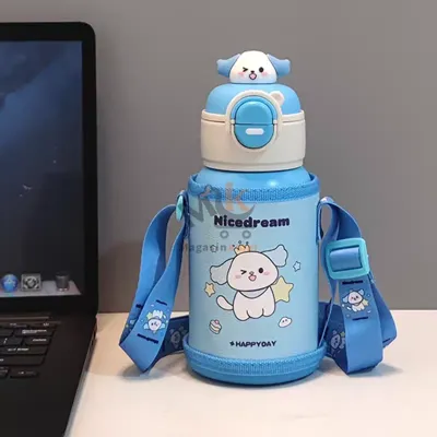 Thermos en acier avec paille, cache et ceinture pour enfants