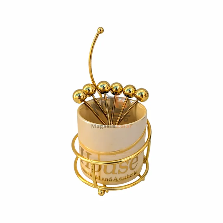 Porte-couverts en céramique avec 6 fourchettes en acier inoxydable