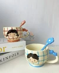 Chope enfant en céramique avec couvercle et cuillère