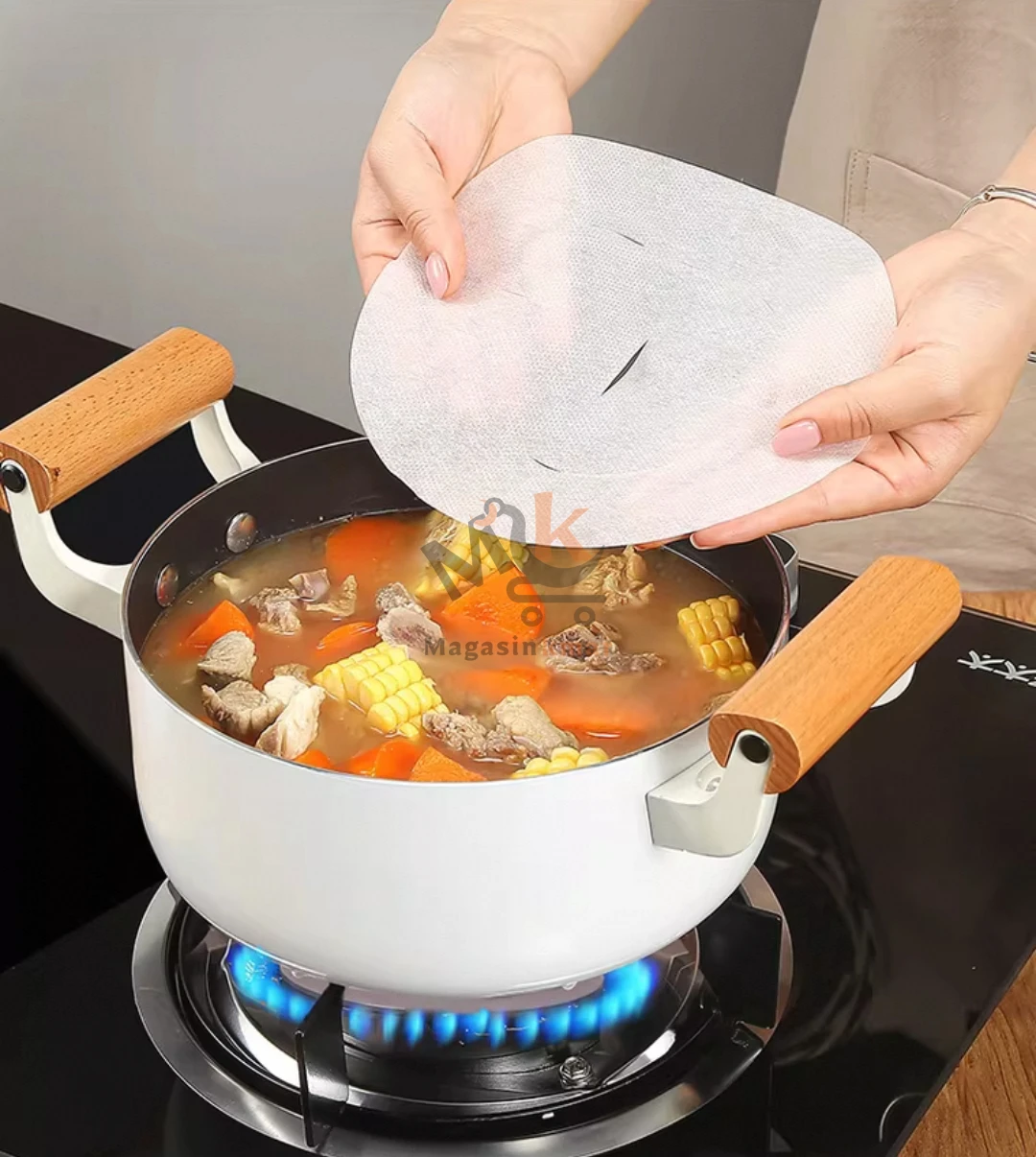 Lot de 20 papiers absorbants d’huile ronds – Diamètre 20 cm