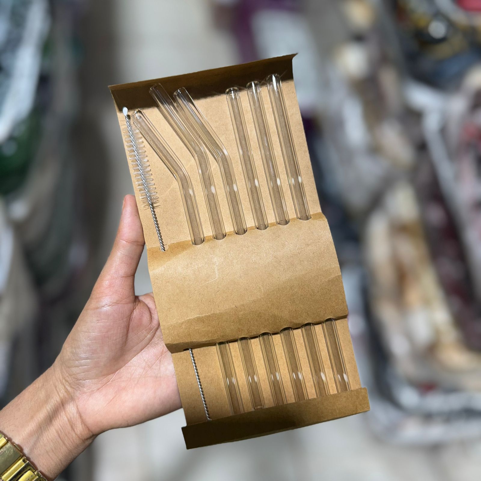 Set de 6 pailles en verre avec déboucheur