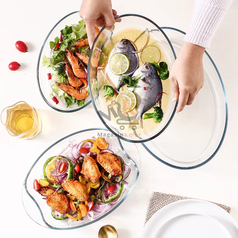 Lot 2 plats à four ovale en verre